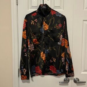 Urban Outfitters Satin Floral Button Down Shirt (S)